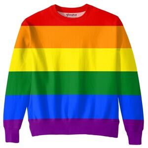 GetonFleek Rainbow Crew Neck Long Sleeve Striped  Shirt NIP Pride USA Large